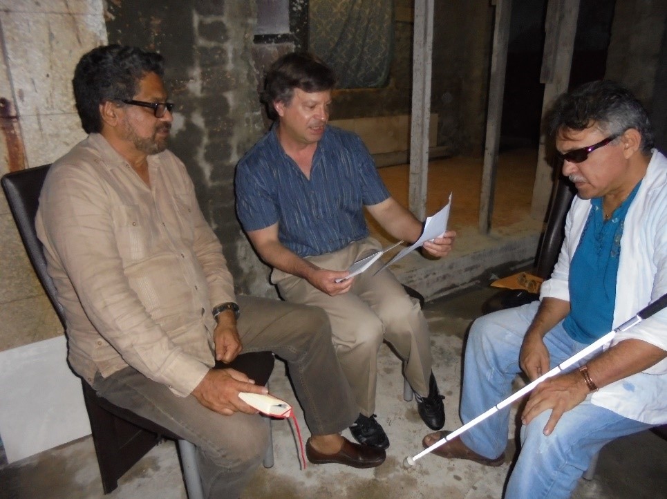 Author with FARC's Marquez and Santrich