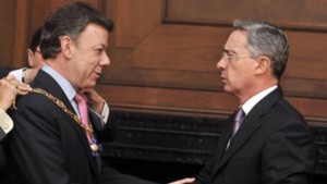 Juan Manuel Santos and Álvaro Uribe